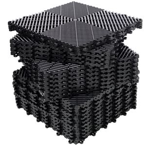 25 Pezzi Tappetini Antiscivolo in Plastica a Incastro per Garage, Dimensioni 15.6"x15.6", Design a Piastrelle con Drenaggio - Product Image 4