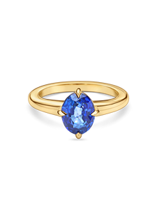 Anillo Solitario Minimalista de Oro Sólido de 14K con Zafiro Azul, Elegante para Uso Diario, Aniversario de Bodas, Joyería con Engaste de Puntas Tipo Brújula - Product Image 2