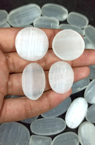 Natural <b>White</b> Selenite Druzy Cabochon Polished <b>White</b> Crystal Selenite Gemstone for Jewelry Pendant Loose Stone - Product Image 4