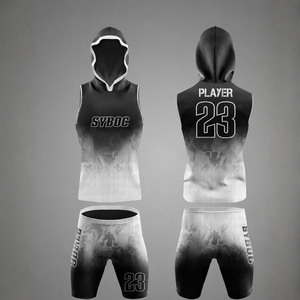 Conjunto de Uniforme de Fútbol 7v7 Sublimado, Sin Mangas, con Capucha, Personalizado con Nombre y Número, Pantalones Cortos con Estampado de Humo para Hombre - Product Image 1