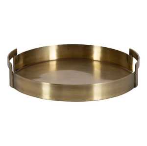 Plateau décoratif rond moderne avec poignées, emballage en une seule pièce - Product Image 1