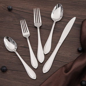 Couverts élégants en acier inoxydable gravé : Argenterie avec manches en métal orné effet miroir - Product Image 4