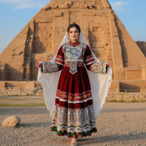 Best Quality Traditional Afghan Kuchi Vintage Solid Work Dresses Breathable Plus Size Casual <b>Wedding</b> Party Wear Afghani Dress - Product Image 4