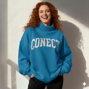 Sweat-shirt d'hiver à col roulé personnalisé avec logo 2026, manches longues, pour femme, de haute qualité, brodé, surdimensionné, en polaire, coupe-vent - Product Image 3