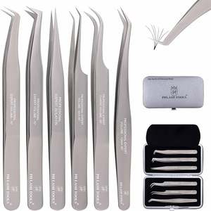 Étui magnétique en acier inoxydable avec paillettes pour 6 pinces à extensions de cils, antistatique et durable - Product Image 1