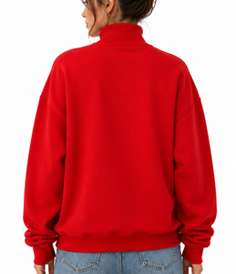 Women's Oversized <b>Mock</b> <b>Neck</b> Sweatshirt Soft Knitted Cotton Blend Custom Pullover Casual Fashion <b>Top</b> - Product Image 3