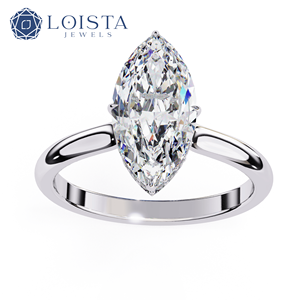 Bague de fiançailles personnalisée en diamant de laboratoire, 2 carats, solitaire marquise, or blanc 14 carats, certifiée IGI, pour femme - Product Image 1