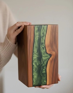 Handmade Rosewood Cremation Urn Green River Resin <b>Memorial</b> <b>Keepsake</b> Green River Memory Urn Peaceful River Ashes Urn - Product Image 5