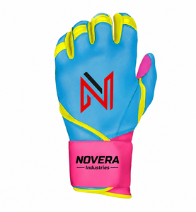 Gants de frappe jaunes, roses et bleus, en tissu tricoté flexible, fermeture auto-agrippante, unisexes, pour adultes, pour l'entraînement au baseball - Product Image 4