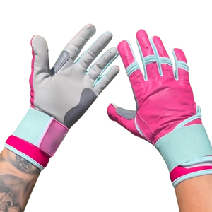 Custom Logo Leather Batting Gloves with <b>Hook</b> & Loop Closure for Adults-Lightweight Durable Customizable Color - Product Image 3