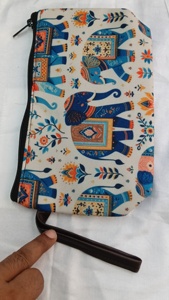 Trousse à crayons en toile de coton imprimée style bohème, petite pochette zippée, sac de papeterie personnalisé avec logo, vente en gros, rangement pour l'école et le bureau, pochette en coton - Product Image 5