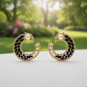 Victoria Black Pearl Stud Earrings-Trendy 24K Gold Plated Gift - Product Image 2