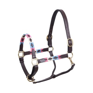 Cabestro de cuero genuino estilo polo Annabelle con incrustaciones tejidas, ajustable, de cuero premium, con herrajes de latón. - Product Image 2