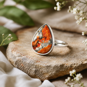 Natural Yellow Bee Jasper 925 Sterling Silver Pear Gemstone <b>Ring</b> Handmade Statement <b>Ring</b> Wedding Gift for Her 2pcs - Product Image 5