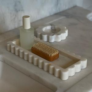 Plateau de service rectangulaire en marbre beige, fait main, moderne, résistant au feu, décoratif pour la cuisine, le salon, la villa, revêtement mural - Product Image 6