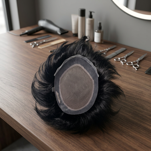 ผมแท้ของผู้ชายชาวอินเดียแบบ Remy สำหรับวิกผมแบบ Lace Front Toupee พร้อมฐาน PU เนื้อผมตรงแบบ Capilar Hair Patches - Product Image 6