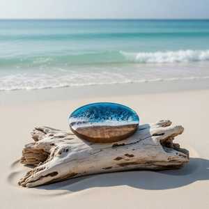 Handmade <b>Epoxy</b> Resin Ocean Wave Coaster Set Round Drink Mat <b>Coffee</b> Tea <b>Table</b> Pad - Product Image 2
