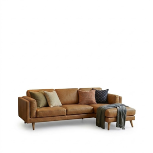 Elegant Classic Leather Sectional <b>Sofa</b> with Chaise Lounge Premium Upholstered Furniture for Luxury Hotel Villa and Home Interior - Product Image 2