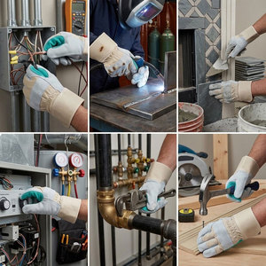 Gants de travail robustes en cuir de vachette pleine fleur, résistants à la chaleur, avec manchette de sécurité, équipement de protection pour le jardinage, confortables et résistants à l'abrasion - Product Image 5