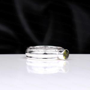 925 Sterling <b>Silver</b> Green Moldavite Round Faceted Olivine Gemstone <b>Spinner</b> <b>Ring</b> Vintage Band Handmade Fashion Jewelry for Women - Product Image 3