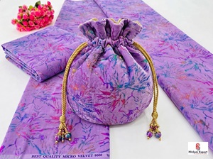 Soft Multicolor Foil Printed Velvet Fabric Premium Garments Dresses Kaftans Fashion Wear Home Textile OEM - Product Image 6