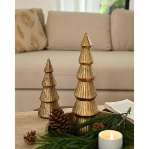 Hoja de hierro Pino Árbol Objetos Estrella en la parte superior Oro Acabado Metal Navidad Tre Accent Vajilla Objetos Decorativos Navidad Showpieces - Product Image 3