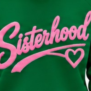 Green Sisterhood Women Crew Neck <b>Sweatshirt</b> Knitted Rib Trim Letter <b>Heart</b> Graphic Long Sleeve Casual Pullover Custom Fashion - Product Image 5