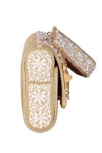 Luxury Pearl Beaded Casual Bridal <b>Clutch</b> Floral Pattern Waterproof Lightweight Design-Fashion Evening <b>Wedding</b> Handbag 1L - Product Image 3