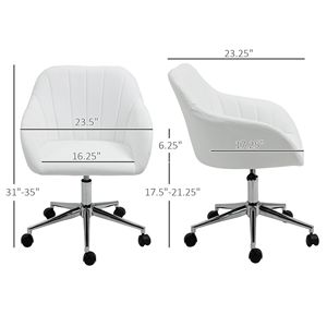 Sedia da Ufficio Girevole in Pelle PU con Schienale Medio, Design a Vasca, per Casa e Ufficio, Colore Bianco - Product Image 3