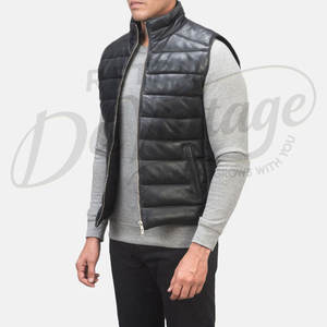 Chaleco de Cuero Genuino Personalizado para Hombre, Chaqueta de Motociclista sin Mangas con Cinturón, Estilo Punk Rock, Corte Ajustado - Product Image 5