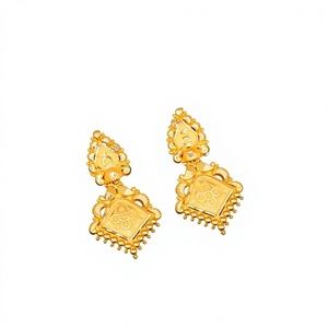 Sanskruti Gold 22K Solid Gold <b>Stud</b> <b>Earrings</b> Traditional Indian Temple Jewelry Jhumka Drops for Women Fine Handcrafted Jewelry - Product Image 1