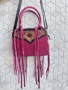 Magnifique sac fourre-tout en cuir brodé à la main avec franges et pompons, style bohème, multi-usages, pour femme - Product Image 3