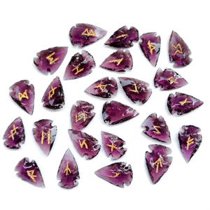 High quality purple obsidian arrowhead rune <b>set</b> <b>Crystal</b> Rune Wicca Energy natural stone for Divination and Intuition Meditation - Product Image 1
