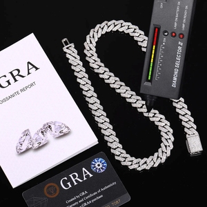 Cadenas y Collares de Moissanita VVS, Estilo Hip Hop, Plata de Ley 925, Chapado en Oro, Cadena Cubana para Hombre, Certificado IGI, Regalo - Product Image 1
