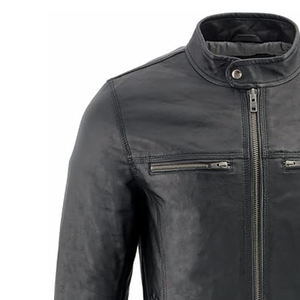 Veste longue en cuir et fourrure pour homme, faite à la main, pour l'hiver, chaude et épaisse, en peau de mouton et fourrure d'agneau - Product Image 6