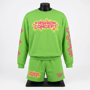 ชุดเสื้อและกางเกงขาสั้นผ้าฝ้ายเฟรนช์เทอร์รี่สีน้ำเงินกรมท่า 400 GSM พร้อมลายปักพิมพ์นูน ปักโลโก้ตามสั่ง สำหรับผู้ชาย - Product Image 4