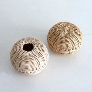 Mini rattan storage container trinket jewelry display <b>box</b> <b>round</b> shape lidded boxes low cost - Product Image 4