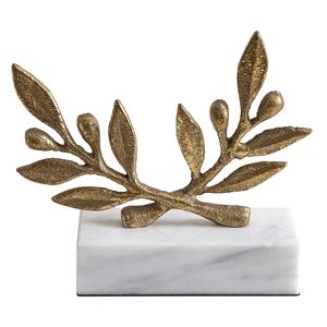 Escultura de follaje chapada en oro, decoración de mesa, figura artística contemporánea para sala de estar, regalo de inauguración de casa - Product Image 4