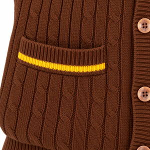 Chaleco de Punto Marrón Iota Phi Theta para Hombre, Cuello en V, Botones al Frente, Sin Mangas, Chaleco de Punto Acanalado con Bolsillos, Estilo Casual - Product Image 6