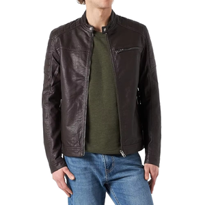 Veste en cuir pour homme de qualité supérieure, style sportif, avec col montant, fermeture éclair personnalisable, imperméable, coupe-vent, respirante, veste d'hiver - Product Image 1