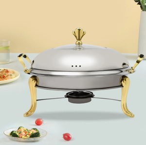 Trendy 14 Round Chafing Dish 2 Quart Stainless Steel <b>Buffet</b> Food <b>Warmer</b>, Round Chafer Set At Cheap Price - Product Image 2