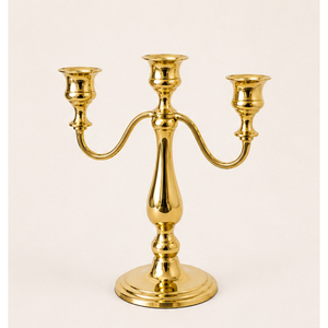 Candélabre doré à 3 bras de style vintage, porte-bougie en métal, support de bougie de table pour centre de table de mariage de luxe, événement, maison - Product Image 5