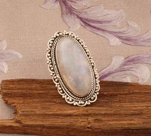 Luxury Natural Rainbow Moonstone Large <b>Statement</b> <b>Ring</b> High-Quality 925 Sterling Silver Jewelry Wholesale Woman <b>Ring</b> - Product Image 5