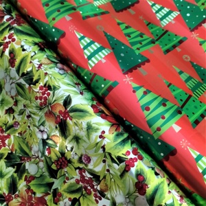 Papier d'emballage cadeau de Noël de luxe en gros, rouleau personnalisé, imprimé, feuille métallique dorée argentée, pâte vierge écologique - Product Image 5