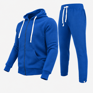 Ensemble de vêtements de sport en molleton doux pour homme, sweat à capuche zippé élégant avec pantalon de jogging assorti, pour un usage quotidien décontracté - Product Image 4