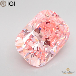 Diamant de laboratoire CVD de 4,01 carats, taille coussin, certifié IGI, couleur rose vif fantaisie, clarté VVS2, pour bague solitaire moderne - Product Image 1
