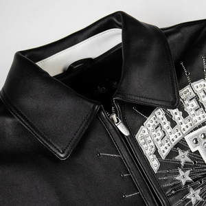 OEM Fashion Design Varsity Men's Winter <b>Jacket</b> New Arrival Heavy Embroidery <b>Rhinestone</b> Waterproof Windproof Vintage Decoration - Product Image 3