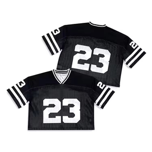 เสื้อฟุตบอลอเมริกันชาย สีดำ คอวี แขนสั้น เบอร์ 23 ระบายอากาศได้ดี ชุดทีม ทรงปกติ ใส่ได้ทุกฤดู - Product Image 1
