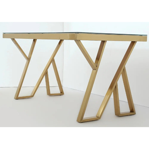 Table à manger rectangulaire moderne avec plateau en verre trempé noir et pieds en métal doré, mobilier contemporain pour la maison - Product Image 6