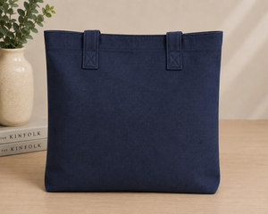 Sac fourre-tout en toile marine avec broderie d'ancre blanche, style minimaliste, sac de shopping toutes saisons - Product Image 6